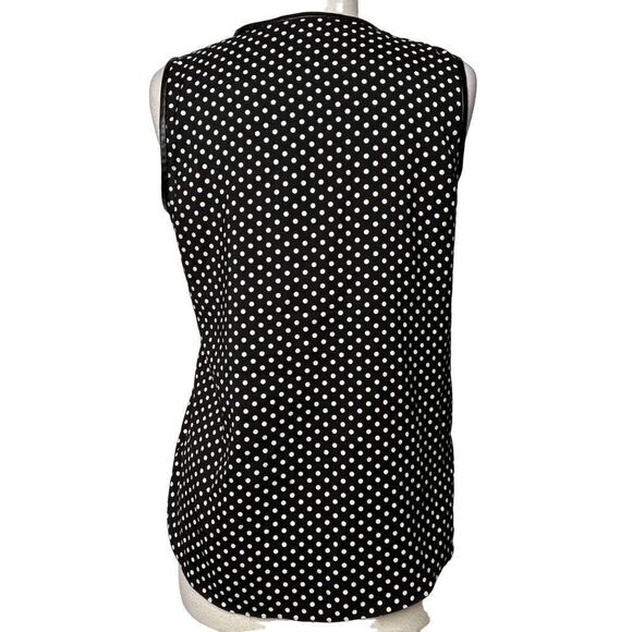 Vince Camuto Exposed Front Zipper Polka Dot Blouse Sleeveless Black White Sz S - Picture 4 of 5